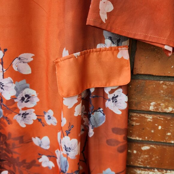 Orange Floral Maxi Dress V-Neckline Ladies Size Large - Picture 5 of 5